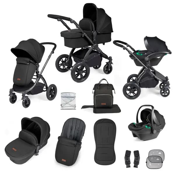 Image of Ickle Bubba Stomp Luxe All-in-One I-Size Travel System - Black / Midnight / Black