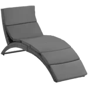 Image of Outsunny Outdoor PE Rattan Sun Lounger w/ Cushion - Grey
