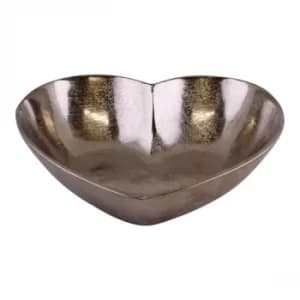 Image of Silver Metal Heart Shaped Decorative Bowl