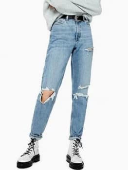 Image of Topshop 32" Tokyo Rip Mom Jeans - Blue