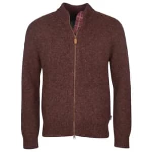 Image of Barbour Mens Calder Knitted Zip Thru Winter Red XXL