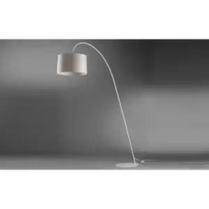 Image of Losanna White Arc Floor Lamp, Fabric Shade