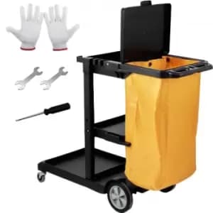 Image of VEVOR Janitorial Trolley Cleaning Cart with PVC Bag and Cover for Housekeeping