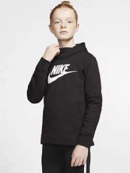 Image of Nike Sportswear Girls Hoodie - Black/White, Size S, 8-10 Years, Women