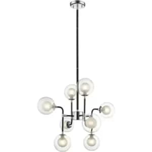 Image of Impex Remy 8 Light Pendant Ceiling Light Chrome Black