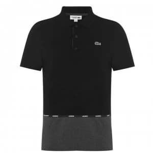 Image of Lacoste Tape Polo Shirt - Black/Grey UBY