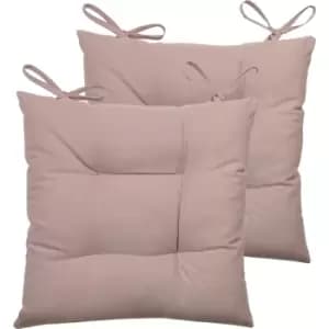 Image of Furn. Cuba Pintuck Polyester Filled Seat Pads With Ties (pack Of 2) Cotton Blush