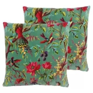 Image of Paoletti Paradise Twin Pack Polyester Filled Cushions Aqua