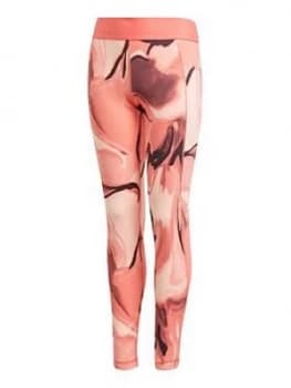 Image of Adidas Girls Ask A.R. Aop Tights - Coral