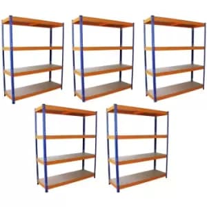 Image of S-rax 5 x Metal Shelving Heavy Duty Racking - Blue - Monster Racking