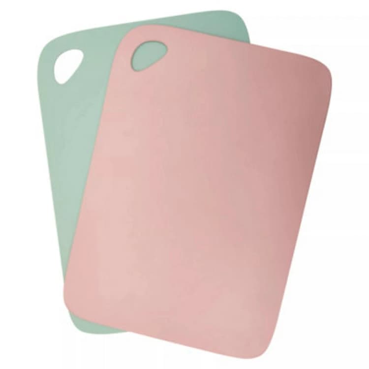Image of Premier Housewares Set of 2 Flexible Chopping Boards, Non-Stick Pink & Green Plastic Chopping Board Set, Set of 2 Cutting Mats Multi