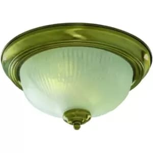 Image of Searchlight Lighting - Searchlight Flush - Flush Ceiling 2 Light Antique Brass with Opal Glass Dome Diffuser, E14