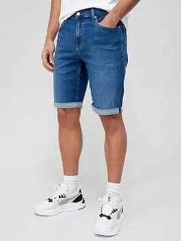 Image of Calvin Klein Jeans Slim Fit Denim Shorts - Medium Denim, Denim Medium, Size 30, Men