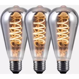 Image of Harperliving - Harper Living 4 Watts ST64 E27 LED Bulb Smoked Warm White Dimmable, Pack of 3