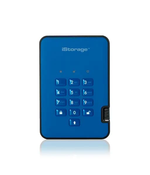 Image of iStorage diskAshur² HDD 2TB Blue Secure Portable Hard Drive |AES-XTS