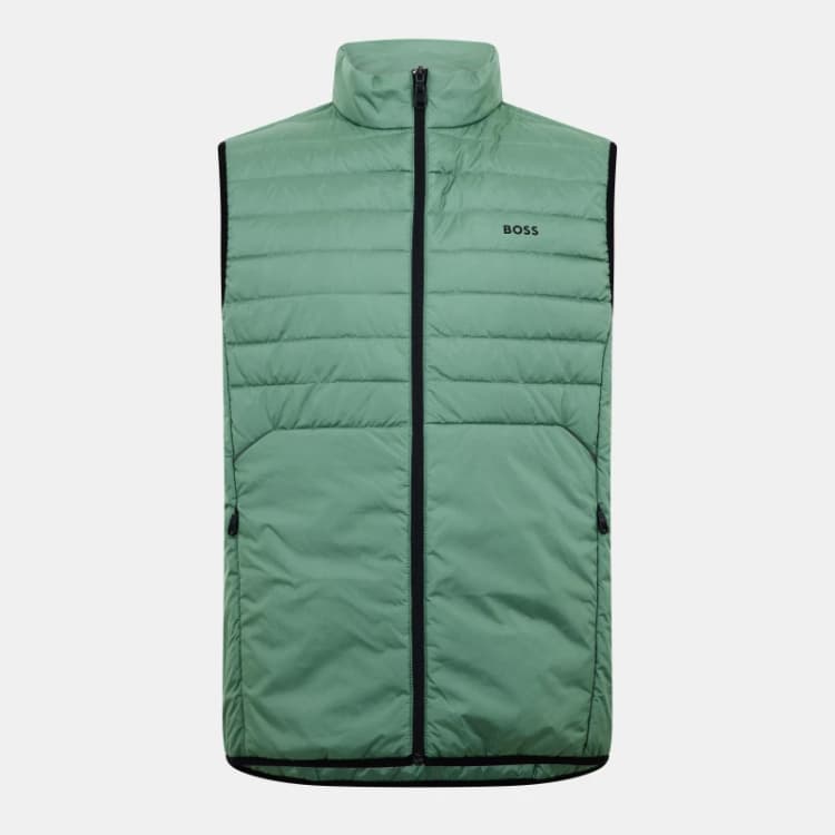 Image of Boss Mens Urbanex Quilted Water Resistant Sleeveless Gilet Open Green male M