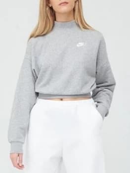Image of Nike NSW Essential Collar Sweatshirt - Dark Grey Heather Size M Women