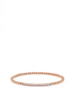 Image of Simply Silver 14Ct Rose Gold Plated Sterling Silver Cubic Zirconia Bar Beaded Stetch Bracelet