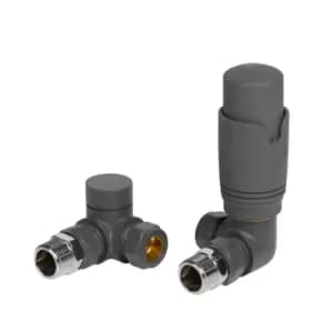 Image of Towelrads Round Corner Radiator Valve TVR and Lockshield - Anthracite