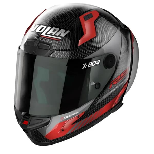 Image of Nolan X-804 RS Ultra Carbon Hot Lap 013 Red Full Face Helmet Size XS