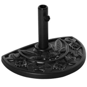 Image of Outsunny Half Round Parasol Base Weighted Umbrella Holder Stand Balcony Black