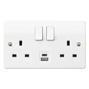 Image of Mk White Double 13A Switched Socket With USB X2