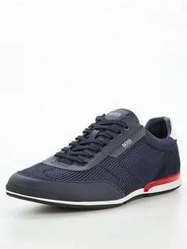 Image of Hugo Boss Saturn Low Profile Mesh Trainers Dark Blue Size 7 Men