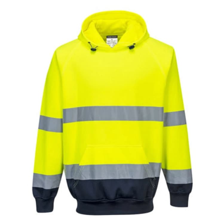 Image of Portwest Hi Vis Contrast Hoodie B316YNRL Colour: Yellow / Navy
