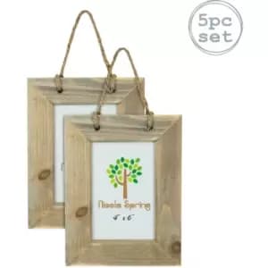Image of Nicola Spring - Rustic Hearts Hanging Photo Frames - 6 x 4' - Natural - Pack of 5