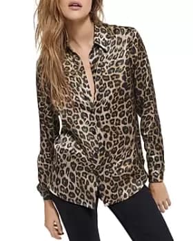 Image of The Kooples Leopard Print Silk Shirt