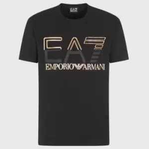 Image of EA7 Logo-Print Cotton-Blend T-Shirt - S