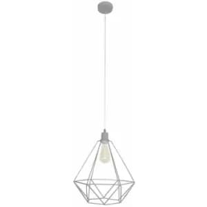 Image of Helam Lighting - Helam Karo Wire Frame Pendant Ceiling Light Grey 35cm