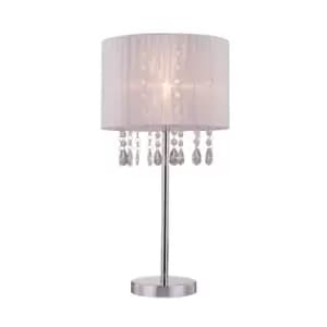 Image of Leta Table Lamp with Round Shade, White, 1x E27