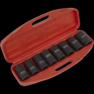 Image of Sealey 8 Piece 1" Drive Deep Impact Socket Set Metric 1"