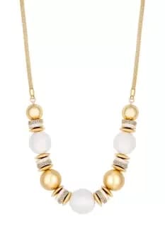 Image of Gold White Enamel And Thread Wrapped Stacker Necklace