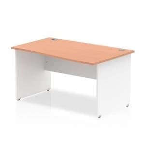 Image of Trexus Desk Wave Right Hand Panel End 1400x800mm Beech Top White