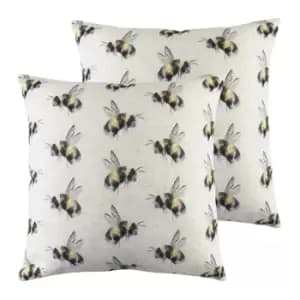 Image of Evans Lichfield Bee You Repeat Twin Pack Polyester Filled Cushions White