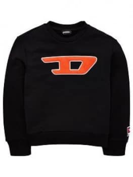 Image of Diesel Boys Crew Applique Logo Sweat Top - Grey, Black, Size 12 Years