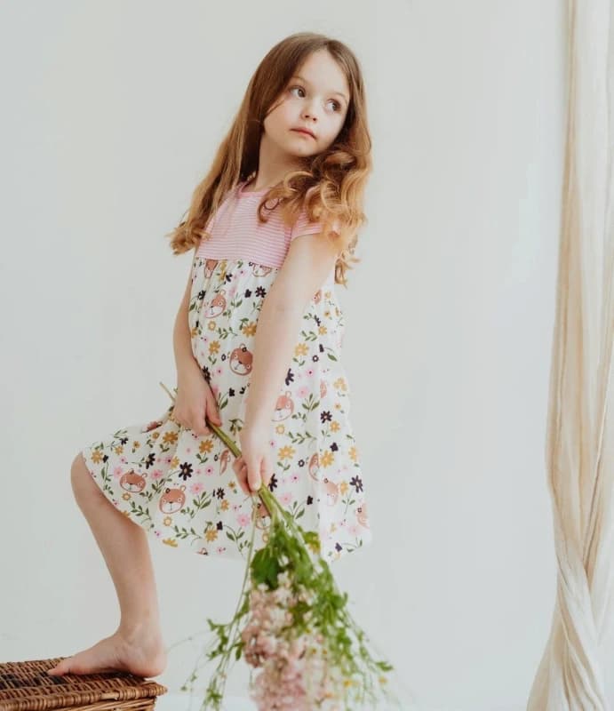 Image of Lilly + Sid Lilly & Stripe Jersey Dress Multi