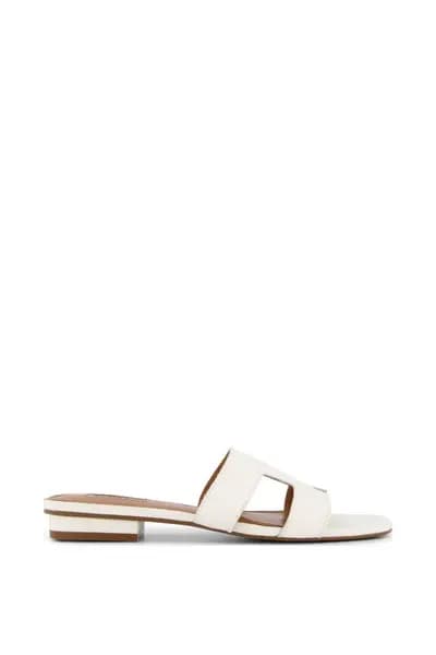 Image of Dune London Wide Fit 'Loupe' Leather Sliders White