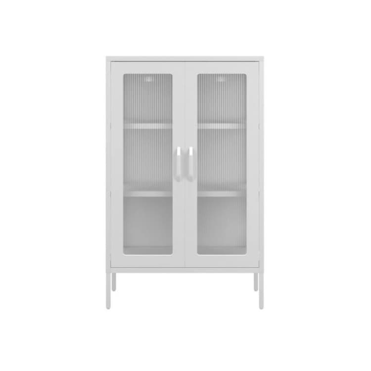Image of Lemon Pavilion Furniture Marsh Storage Cabinet - Steel/Glass - White - Flat Packed White Unisex