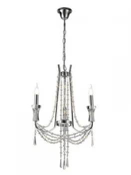 Image of Ceiling Chandelier Pendant 3 Light E14 Polished Chrome, Crystal