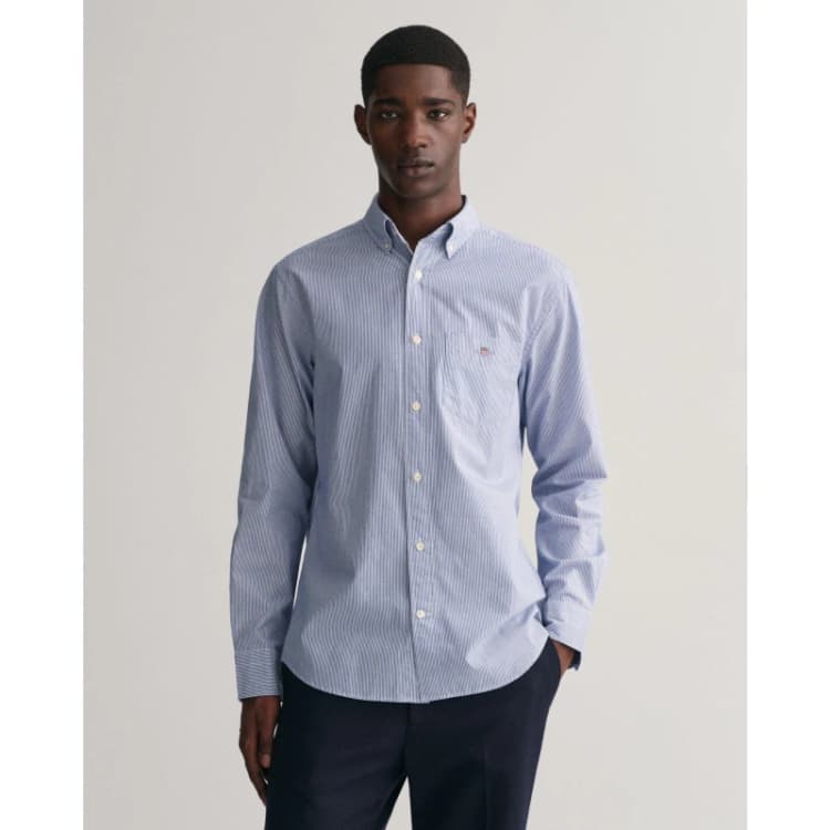 Image of Gant Poplin Banker Shirt - Blue Blue S