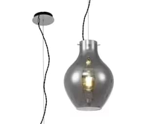 Image of Pendant 28cm Round, 1 x E27, Chrome & Smoke