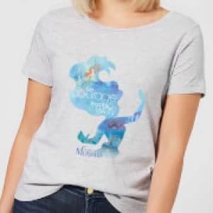 Image of Disney Princess Filled Silhouette Ariel Womens T-Shirt - Grey - L