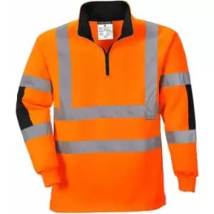 Image of B308ORRS - sz S Xenon Rugby Shirt Hi Vis - Orange - Orange - Portwest