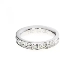 Image of Ted Baker Ladies Silver Plated Claudie Narrow Crystal Band Ring Ml