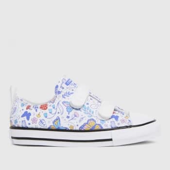 Image of Converse White & Blue Lo 2v Butterfly Trainers Toddler