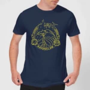 Image of Harry Potter Ravenclaw Raven Badge Mens T-Shirt - Navy - L