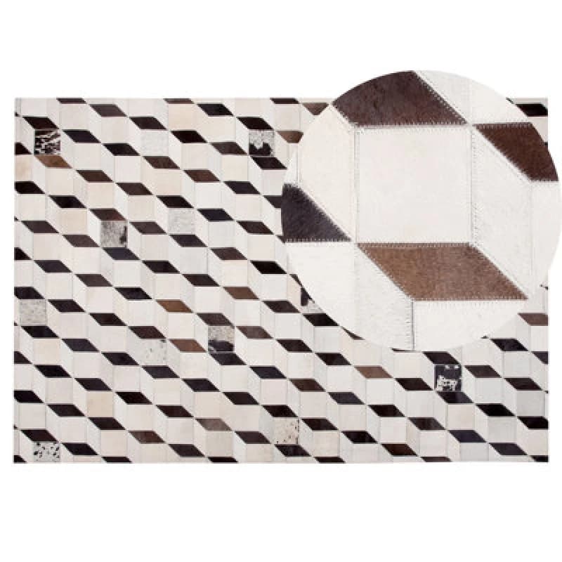 Image of Beliani Rug Alpkoy White 140 X 200 Cm Leather